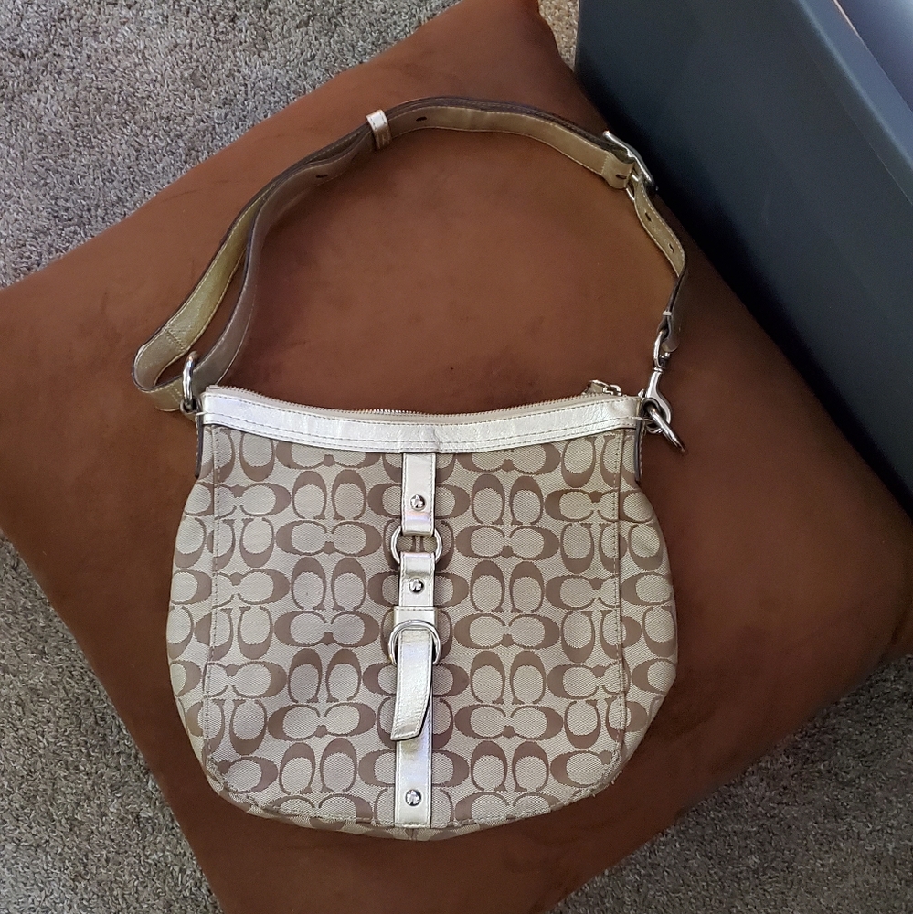 Coach Tan and Cream Shoulder Bag